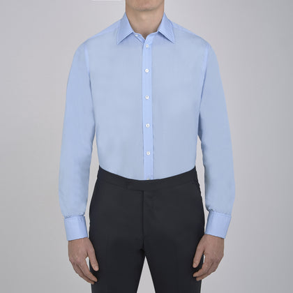 Two-Fold 200 Blue Cotton Shirt with T&A Collar and Double Cuffs Image 1