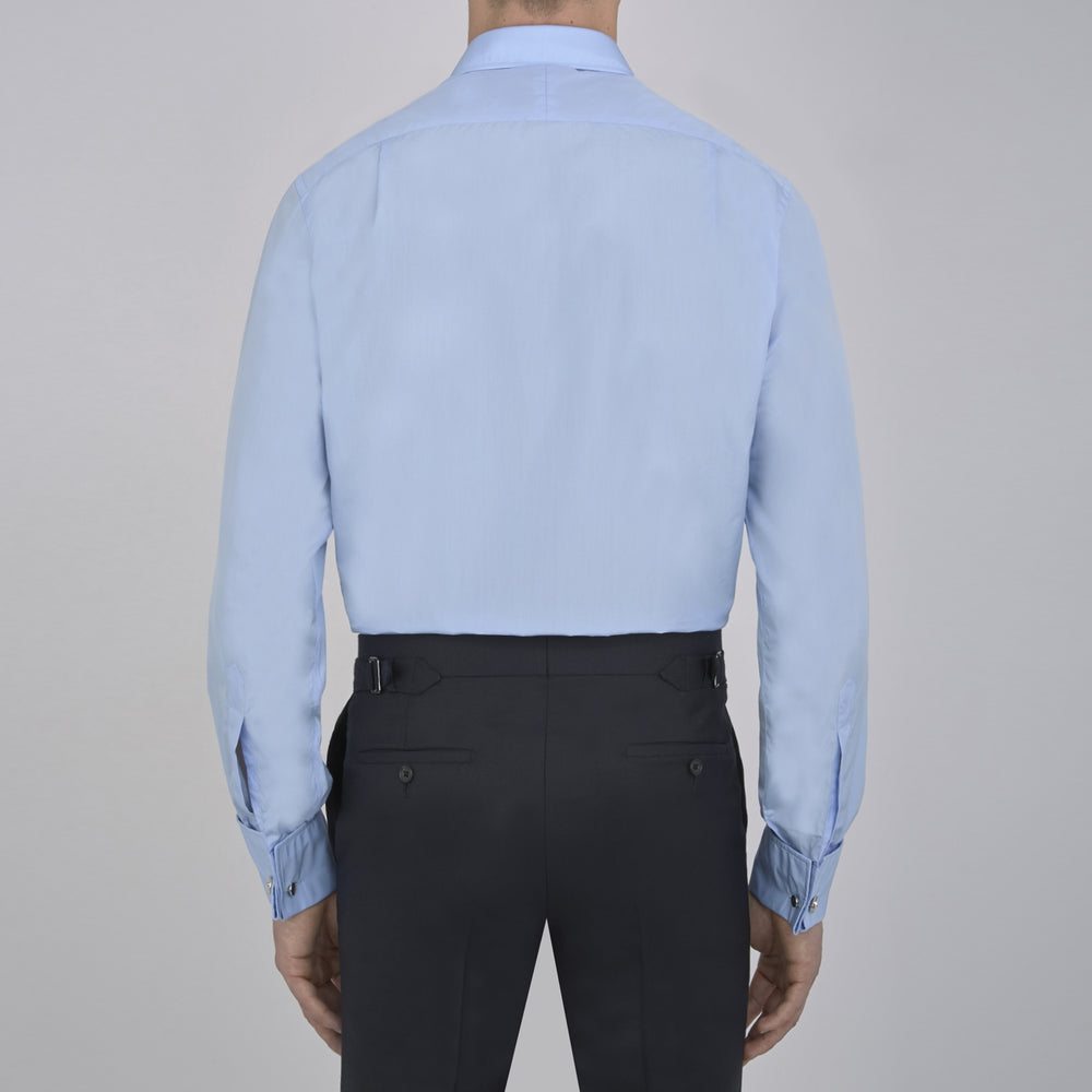 Two-Fold 200 Blue Cotton Shirt with T&A Collar and Double Cuffs