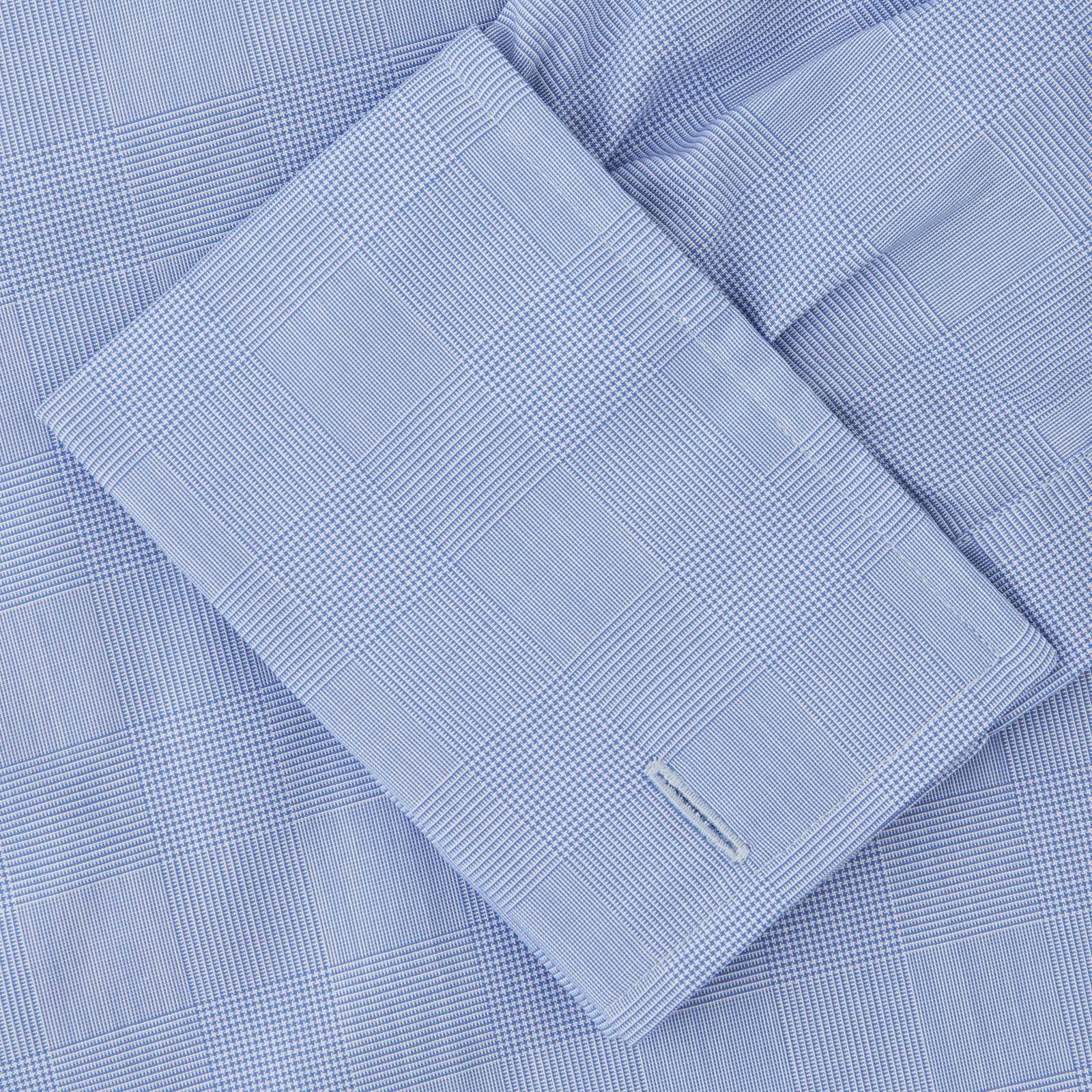 View 6 of product Blue Prince of Wales Check Shirt with T&amp;A Collar and Double Cuffs