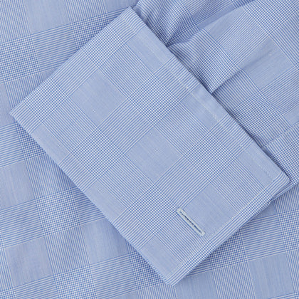 Blue Prince of Wales Check Shirt with T&amp;A Collar and Double Cuffs Image 5