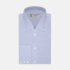 View 1 of product Sky Blue Micro-Check Cotton Shirt with T&A Collar and 3-Button Cuffs