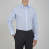 View 2 of product Sky Blue Micro-Check Cotton Shirt with T&A Collar and 3-Button Cuffs