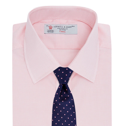 Pink Micro-Check Cotton Shirt with T&amp;A Collar and 3-Button Cuffs Image 3