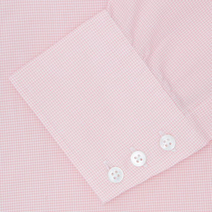 Pink Micro-Check Cotton Shirt with T&amp;A Collar and 3-Button Cuffs Image 5