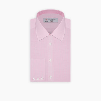Pink Micro-Check Cotton Shirt with T&amp;A Collar and 3-Button Cuffs Image 6