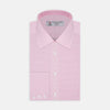 Pink Micro-Check Cotton Shirt with T&A Collar and 3-Button Cuffs