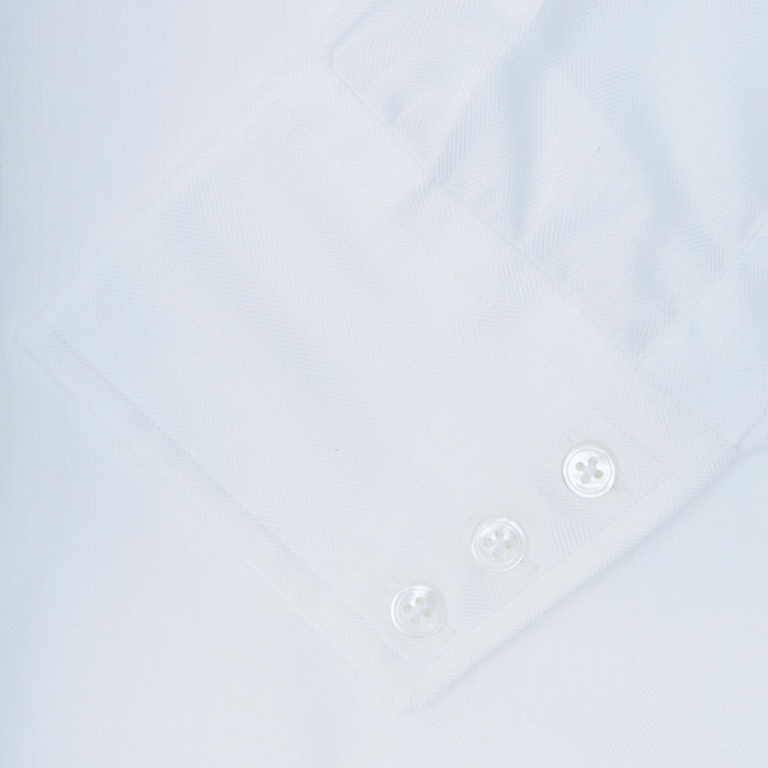 White Herringbone Superfine Cotton Shirt with T&A Collar and 3-Button Cuffs Image 5