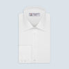 View 1 of product White Herringbone Superfine Cotton Shirt with T&A Collar and 3-Button Cuffs
