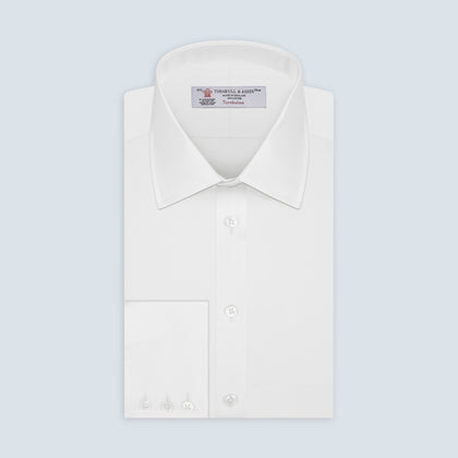 White Herringbone Superfine Cotton Shirt with T&A Collar and 3-Button Cuffs