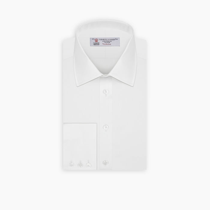 White Herringbone Superfine Cotton Shirt with T&A Collar and 3-Button Cuffs Image 6