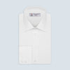 White Herringbone Superfine Cotton Shirt with T&A Collar and 3-Button Cuffs