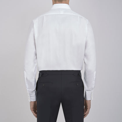 White Herringbone Superfine Cotton Shirt with T&A Collar and 3-Button Cuffs Image 2