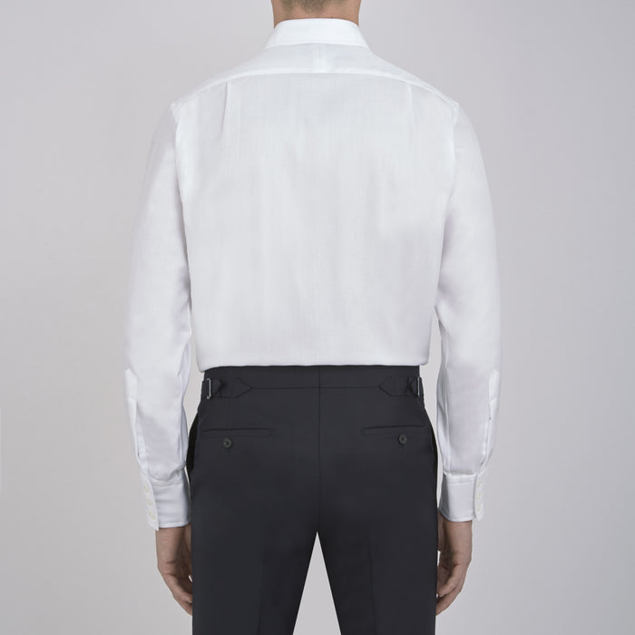 White Herringbone Superfine Cotton Shirt with T&A Collar and 3-Button Cuffs Image 2
