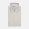 View 1 of product Cream Herringbone Superfine Cotton Shirt with T&A Collar and 3-Button Cuffs