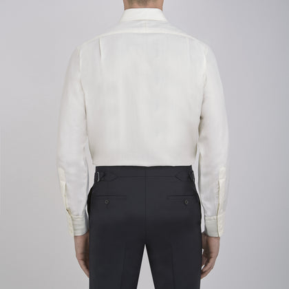 Cream Herringbone Superfine Cotton Shirt with T&A Collar and 3-Button Cuffs Image 2