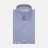 View 1 of product Blue Herringbone Superfine Cotton Shirt with T&A Collar and 3-Button Cuffs