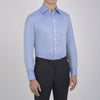 View 2 of product Blue Herringbone Superfine Cotton Shirt with T&A Collar and 3-Button Cuffs