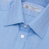 View 5 of product Blue Herringbone Superfine Cotton Shirt with T&A Collar and Double Cuffs