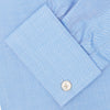 View 6 of product Blue Herringbone Superfine Cotton Shirt with T&A Collar and Double Cuffs