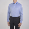 View 2 of product Blue Herringbone Superfine Cotton Shirt with T&A Collar and Double Cuffs