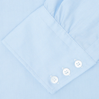 Light Blue Royal Oxford Cotton Shirt with Button-Down Collar and 3-Button Cuffs Image 5