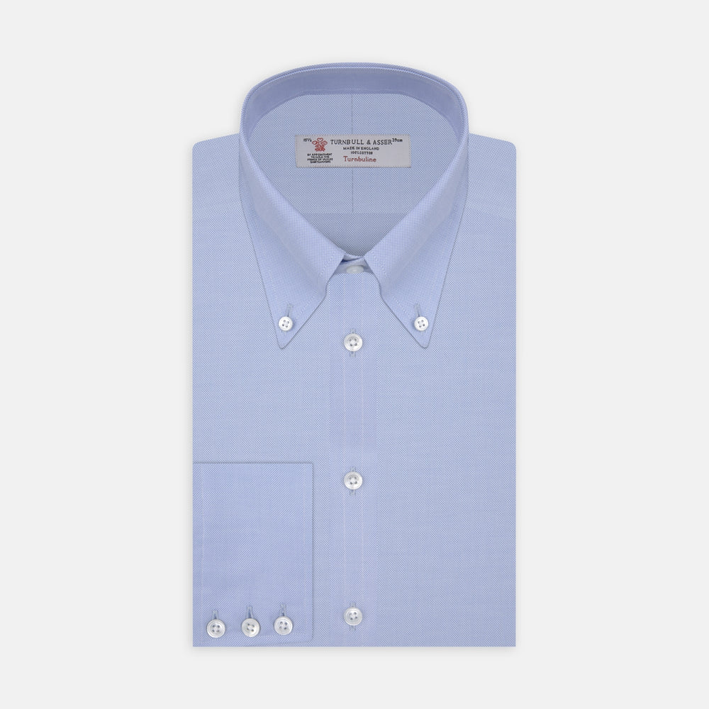 Light Blue Royal Oxford Cotton dress shirt with Button-Down Collar and 3- Button Cuffs