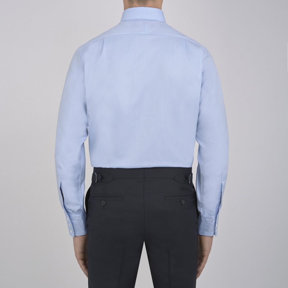 Light Blue Royal Oxford Cotton Shirt with Button-Down Collar and 3-Button Cuffs