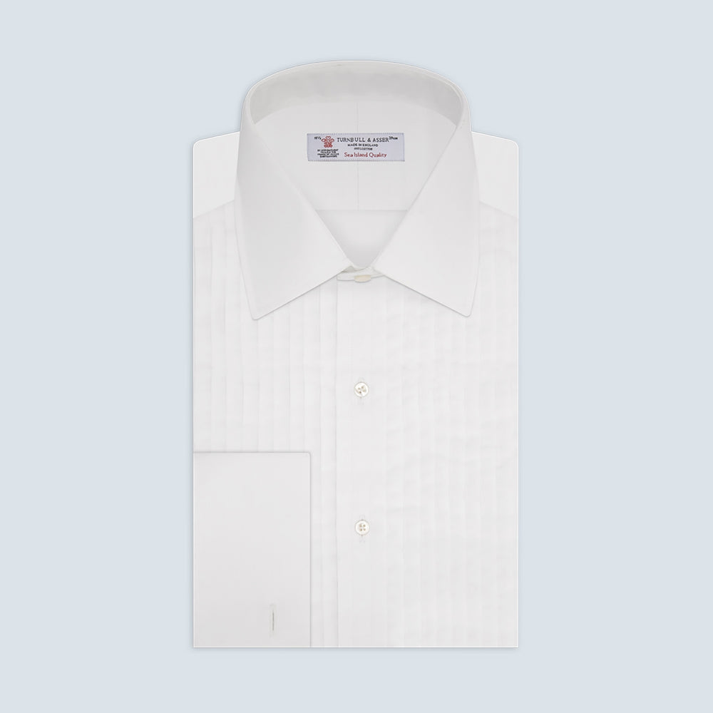 White Sea Island Quality Cotton Dress Shirt with T&A Collar and Double Cuffs