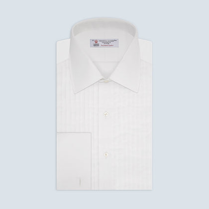 White Sea Island Quality Cotton Dress Shirt with T&A Collar and Double Cuffs