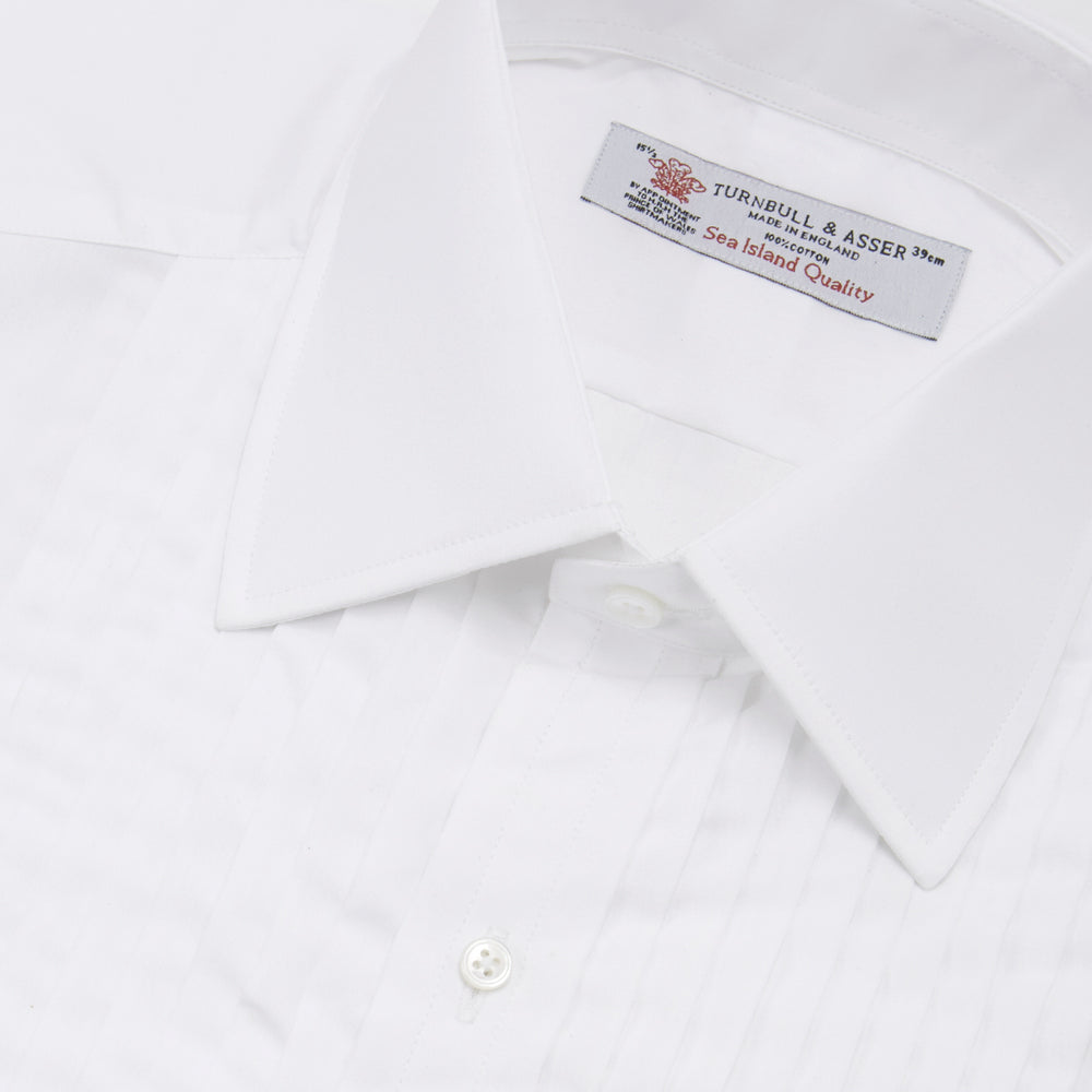 White Sea Island Quality Cotton Dress Shirt with T&A Collar and Double Cuffs
