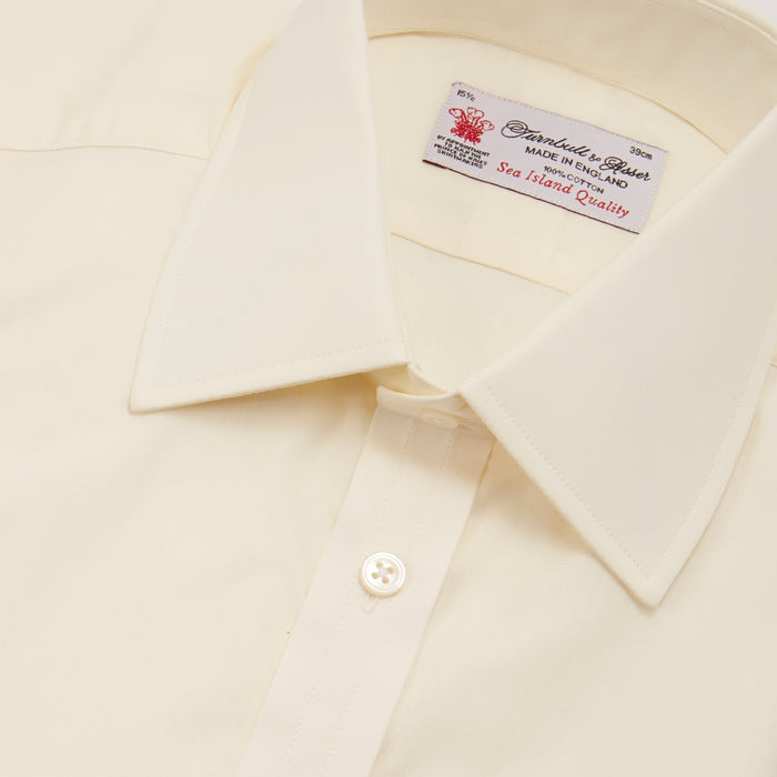 Cream Sea Island Quality Cotton Shirt with T&A Collar and 3-Button Cuffs Image 4