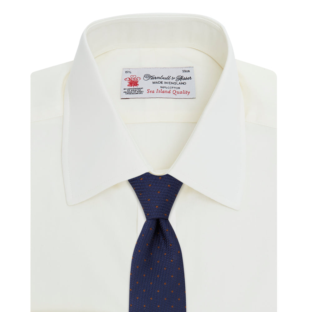 Cream Sea Island Quality Cotton Shirt with T&A Collar and Double Cuffs