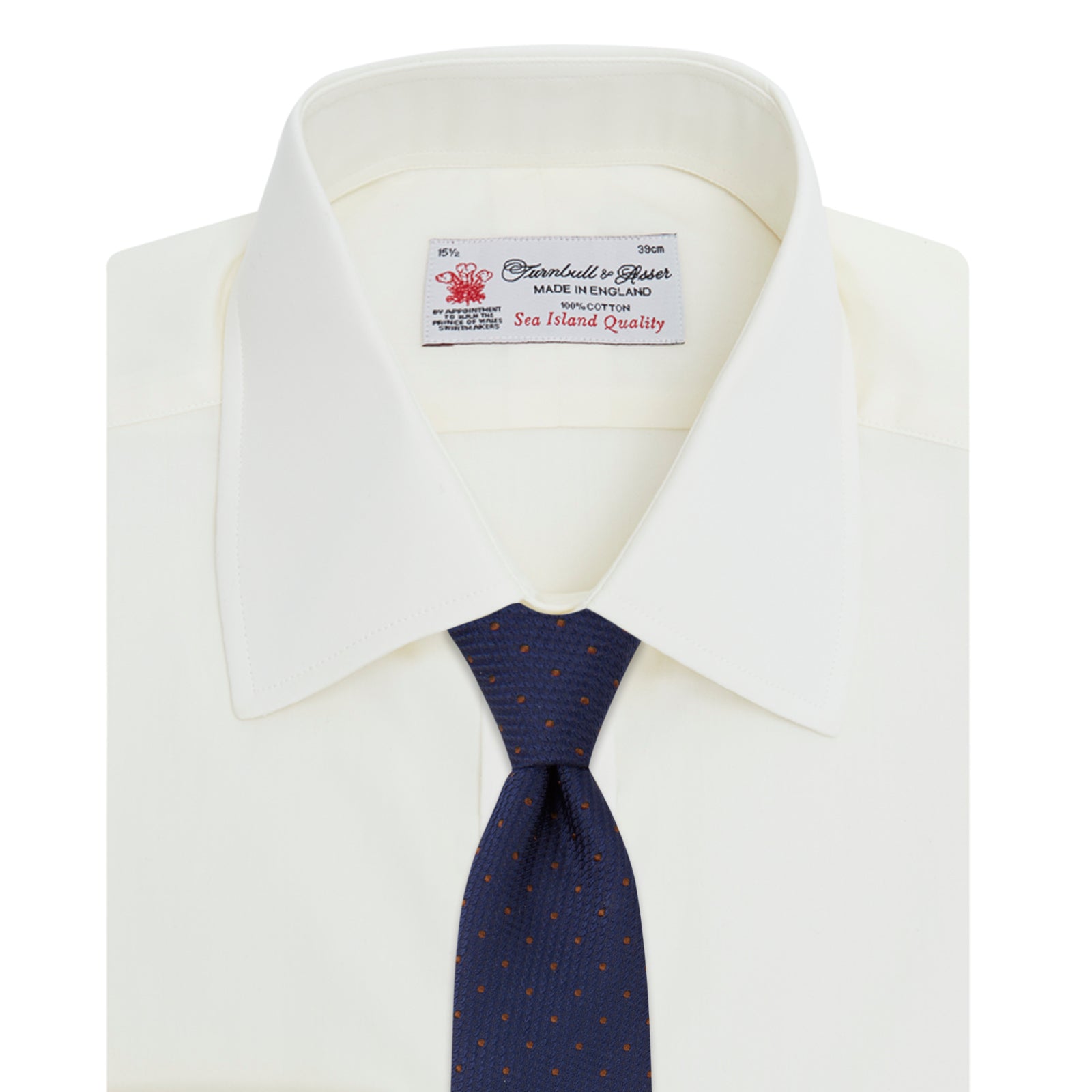 View 4 of product Cream Sea Island Quality Cotton Shirt with T&A Collar and Double Cuffs