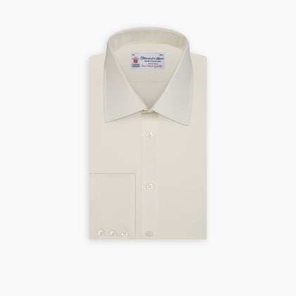 Cream Sea Island Quality Cotton Shirt with T&A Collar and 3-Button Cuffs Image 6