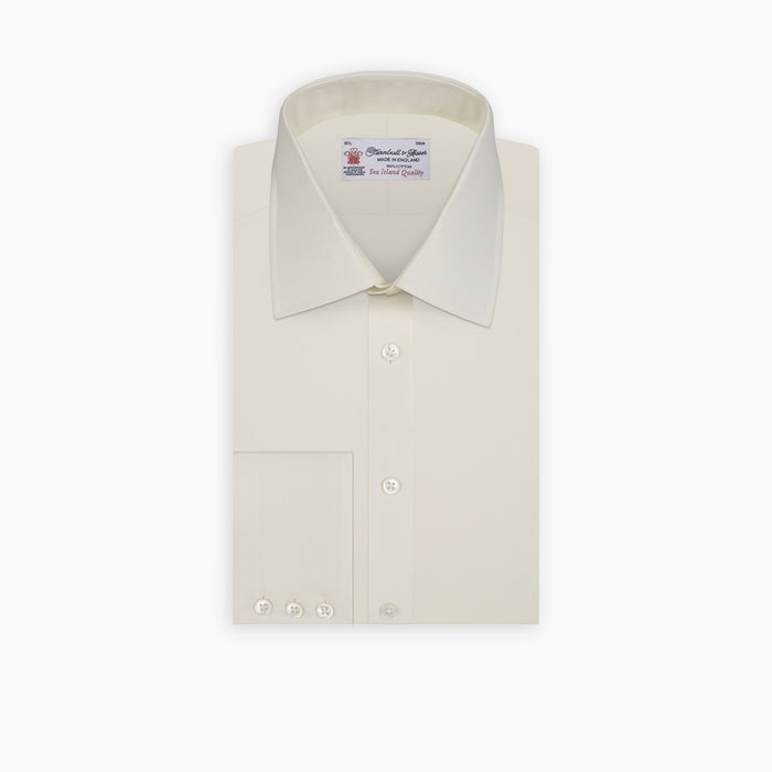 Cream Sea Island Quality Cotton Shirt with T&A Collar and 3-Button Cuffs Image 6