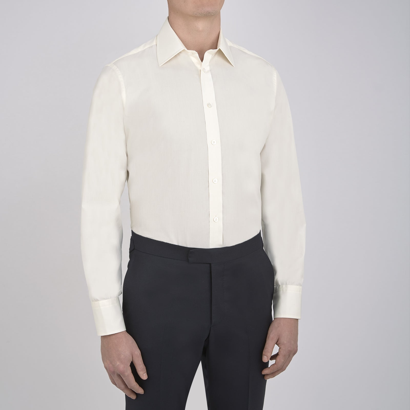 View 2 of product Cream Sea Island Quality Cotton Shirt with T&A Collar and 3-Button Cuffs