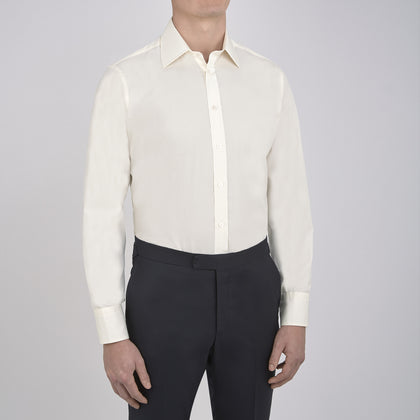 Cream Sea Island Quality Cotton Shirt with T&A Collar and 3-Button Cuffs