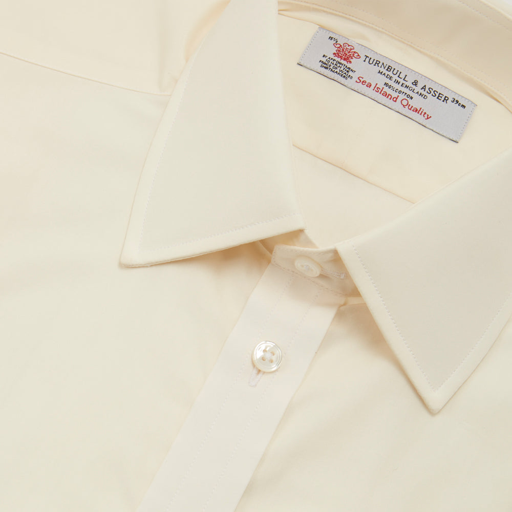 Cream Sea Island Quality Cotton Shirt with T&A Collar and Double Cuffs