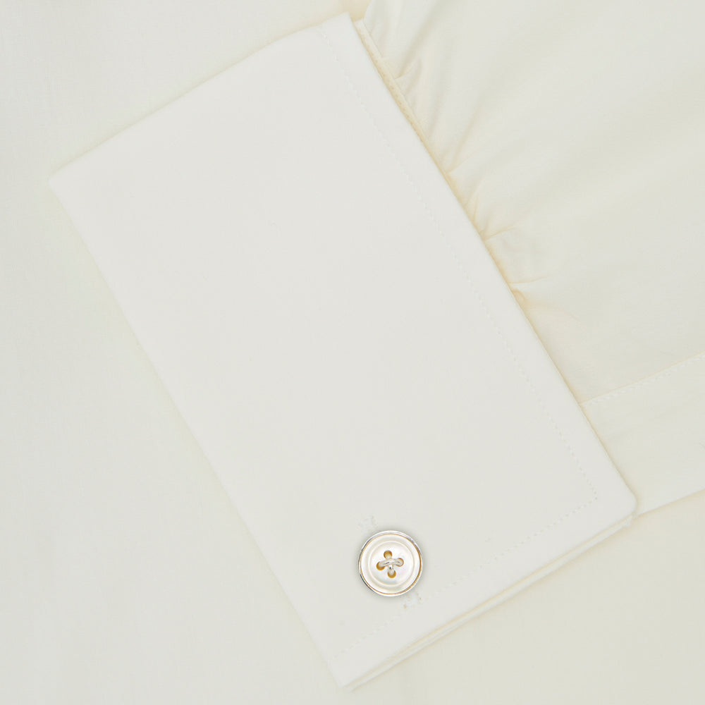 Cream Sea Island Quality Cotton Shirt with T&A Collar and Double Cuffs