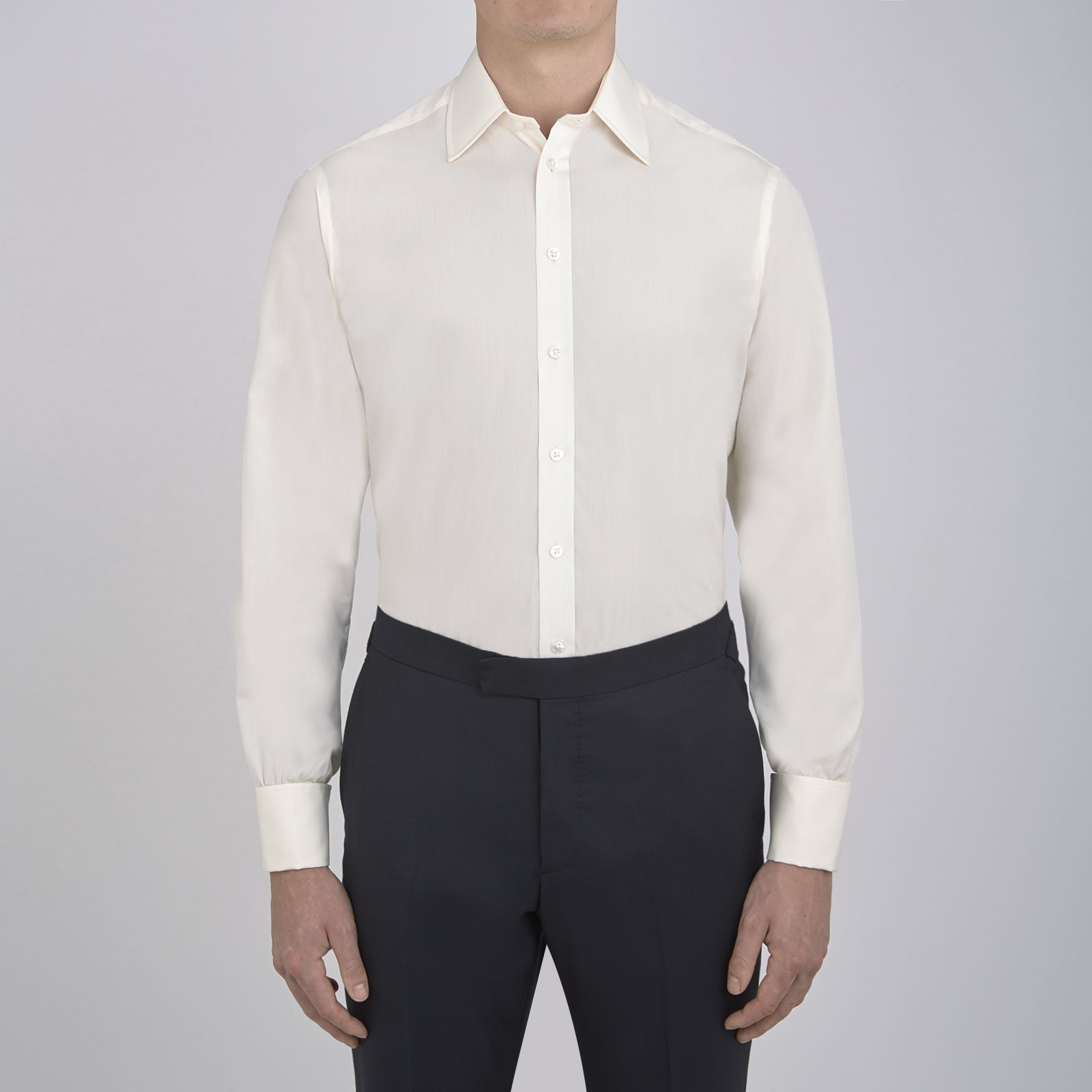 View 2 of product Cream Sea Island Quality Cotton Shirt with T&A Collar and Double Cuffs