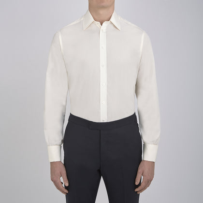Cream Sea Island Quality Cotton Shirt with T&A Collar and Double Cuffs Image 1