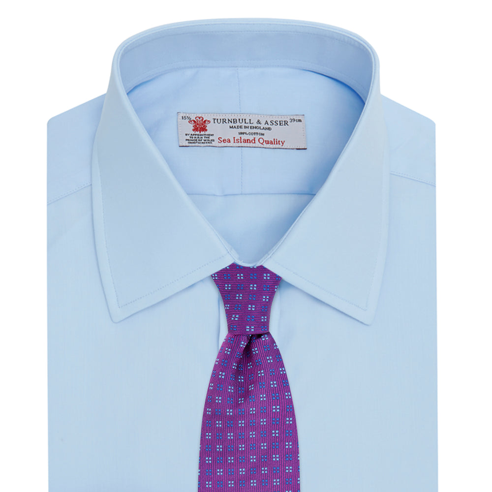 Light Blue Sea Island Quality Cotton Shirt with T&A Collar and Double Cuffs