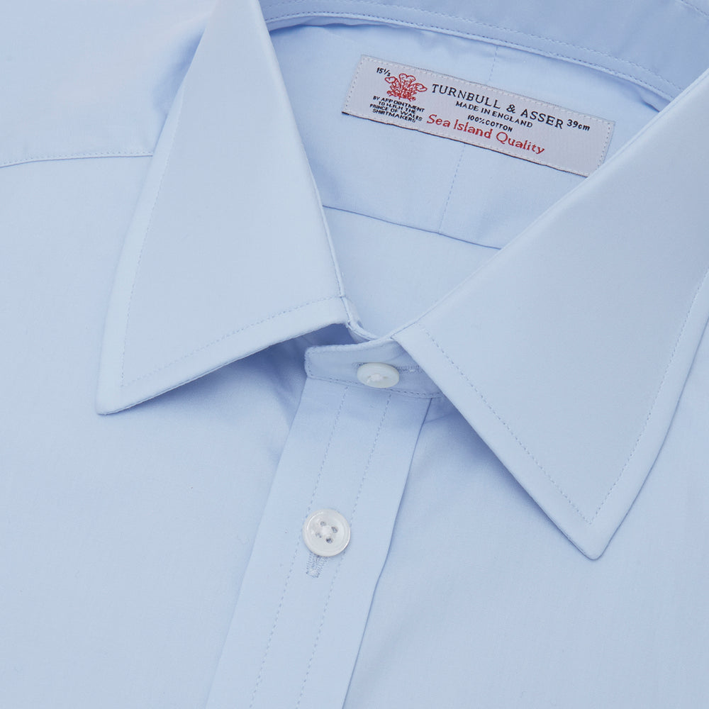 Light Blue Sea Island Quality Cotton Shirt with T&A Collar and Double Cuffs