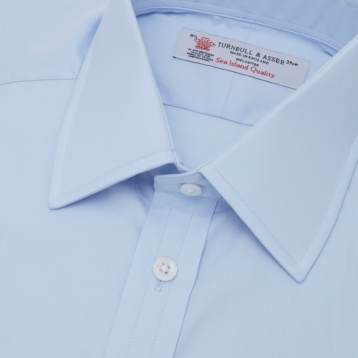View 5 of product Light Blue Sea Island Quality Cotton Shirt with T&A Collar and Double Cuffs