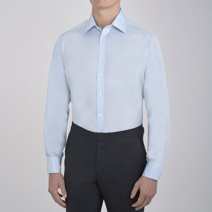 Light Blue Sea Island Quality Cotton Shirt with T&A Collar and Double Cuffs