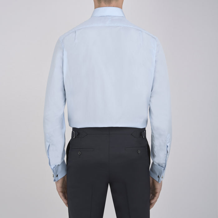 Light Blue Sea Island Quality Cotton Shirt with T&A Collar and Double Cuffs Image 2