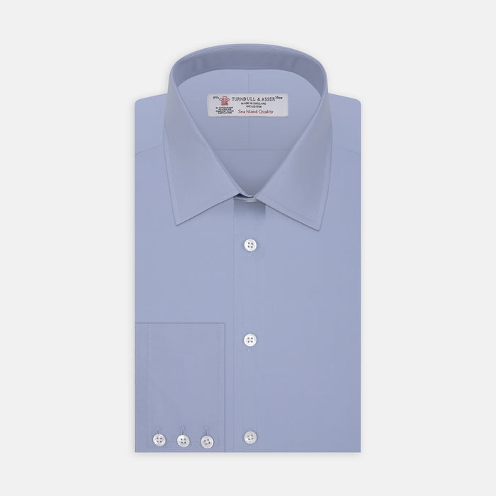 Blue Sea Island Quality Cotton dress shirt with T&A Collar and 3-Button Cuffs