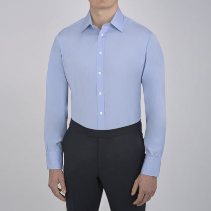Blue Sea Island Quality Cotton Shirt with T&A Collar and 3-Button Cuffs