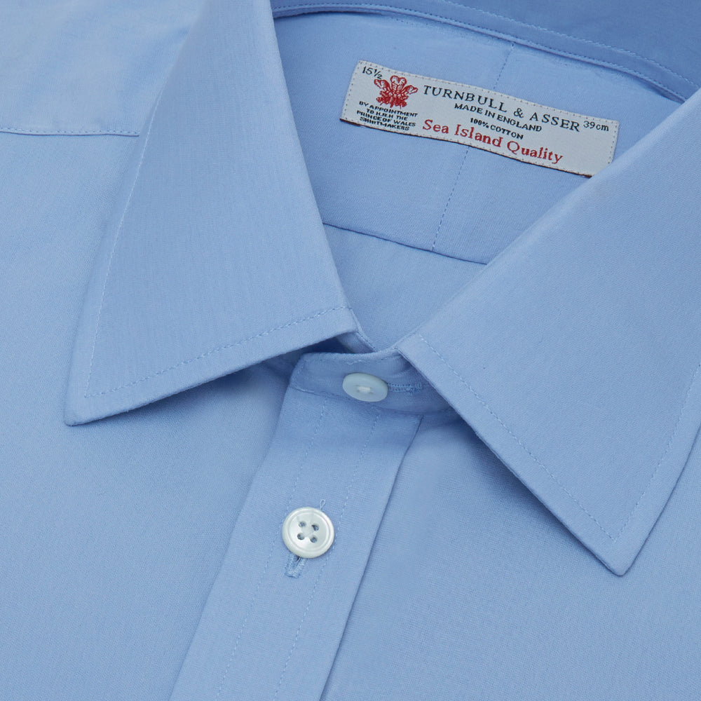 Blue Sea Island Quality Cotton Shirt with T&A Collar and Double Cuffs
