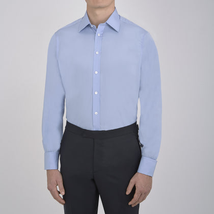 Blue Sea Island Quality Cotton Shirt with T&A Collar and Double Cuffs